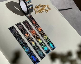 Tarot Card Washi Tape, Celestial Tarot Deck Washi Tape, Major Arcana Card, Minor Arcana Card, Zodiac Washi Tape, Holographic Washi Tape