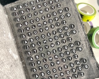 Black Bead Letter Stickers, Alphabet Stickers, Bubble Letter Stickers, Friendship Bracelet Letter Stickers, Journal Letter Stickers
