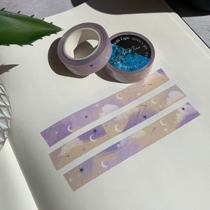 Glitter Moon Washi Tape, Glitter Washi Tape, Star And Moon  Bujo Tape, Space Washi Tape, Pastel Washi, Bullet Journal Tape, Glitter Planner