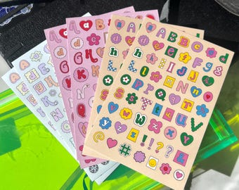 Block Letter Sticker Pack, Alphabet Stickers, Bubble Letter Stickers, Junk Journal Letter Stickers, Checkered Letter Stickers,