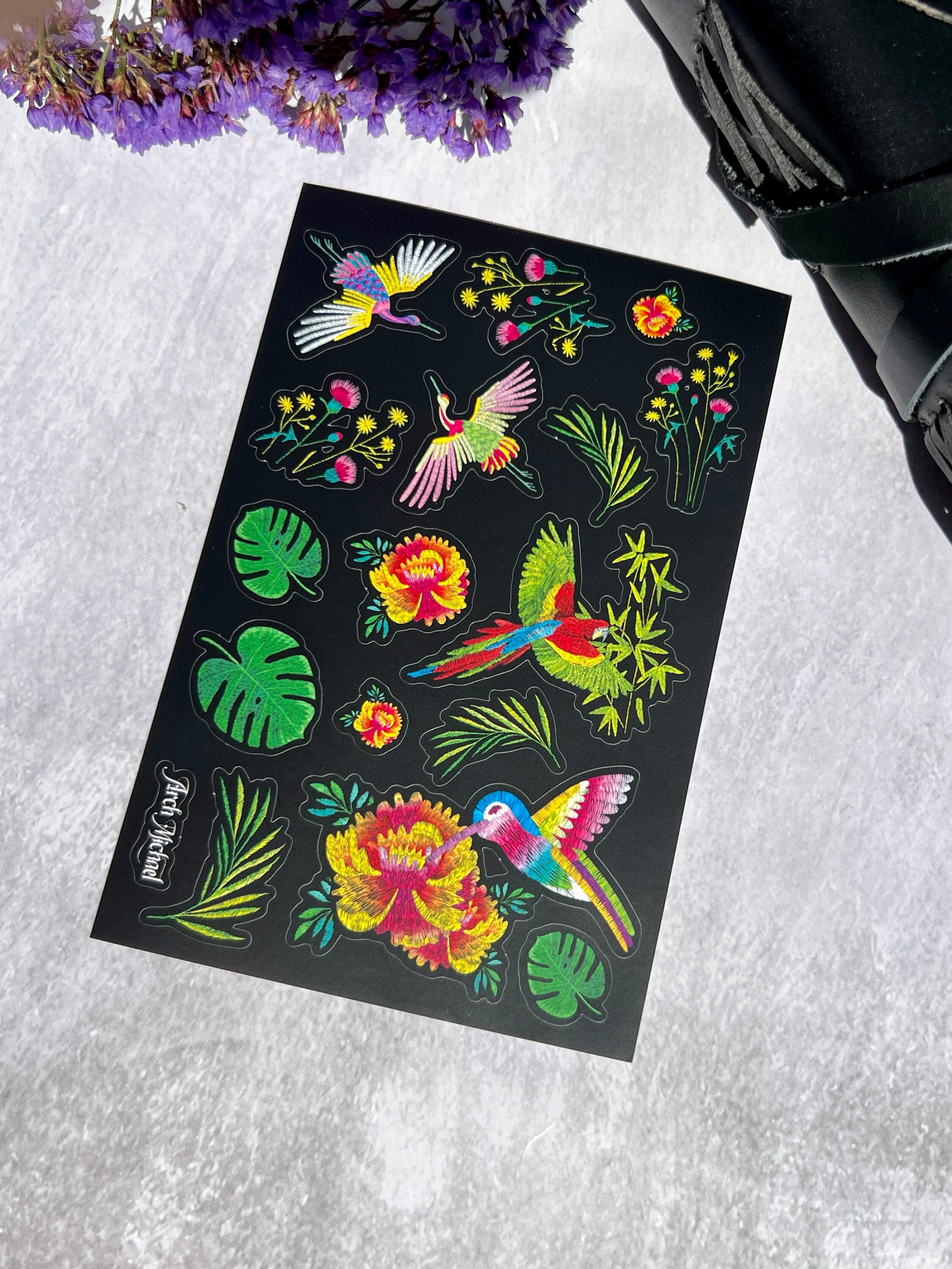 Embroid Effect Sticker Embroidery Sticker Sheet, Floral Cross-stitch, Floral Embroidery ...
