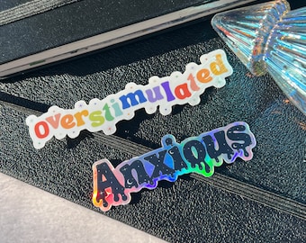 Anxiety Sticker Duo, Overstimulated Sticker, Mental Health Stickers, Anxiety Sticker, Autistic Sticker, Invisible Illness Stickers