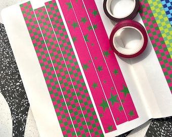 Watermelon Star & Checker Washi Tape Duo