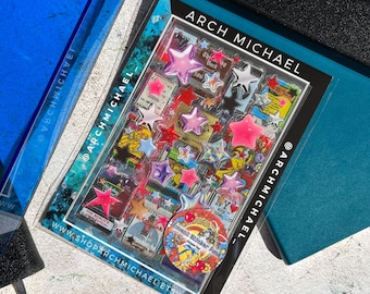 Accent Sticker Sheet Set, Gemstone Stickers, Star Stickers, Chrome Stickers, Junk Journal Stickers, Bow Stickers, Filler Stickers