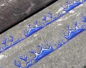 Blue Chrome Flame Washi Tape, Y2k Washi Tape, 90s Washi Tape, Flame Washi Tape, Junk Journal Tape, Fire Washi Tape, Clear Flame Washi Tape