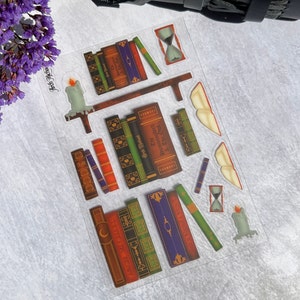 Antique Books Sticker Sheet, Junk Journal Stickers, Dark Academia Sticker Sheet, Library Stickers, Booktok Stickers, PET Sticker Sheets,