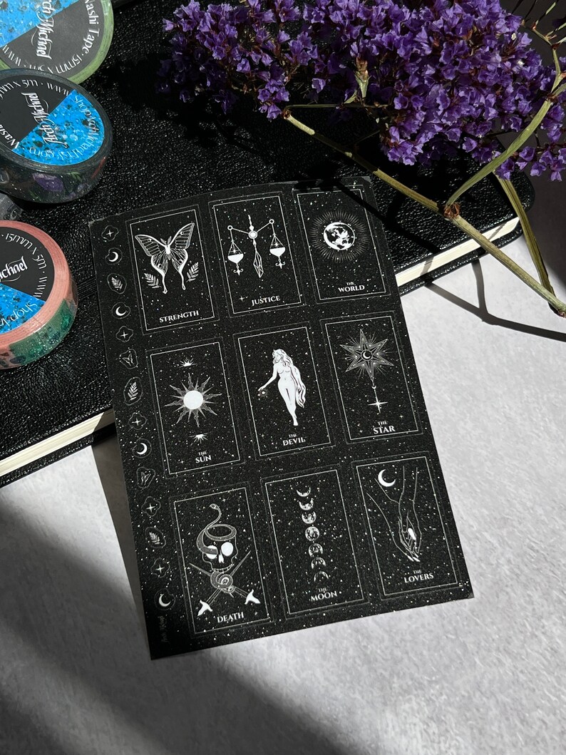 Tarot Card Glitter Sticker Sheet Tarot Deck Stickers Etsy