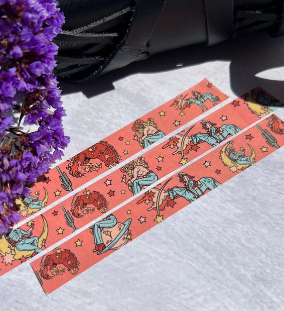 Cosmic Cowgirl Washi Tape, Groovy Washi Tape, Creative Journal Tape, UFO Washi, Retro Planner Stickers, Pin Up Washi Tape, Cowgirl Stickers