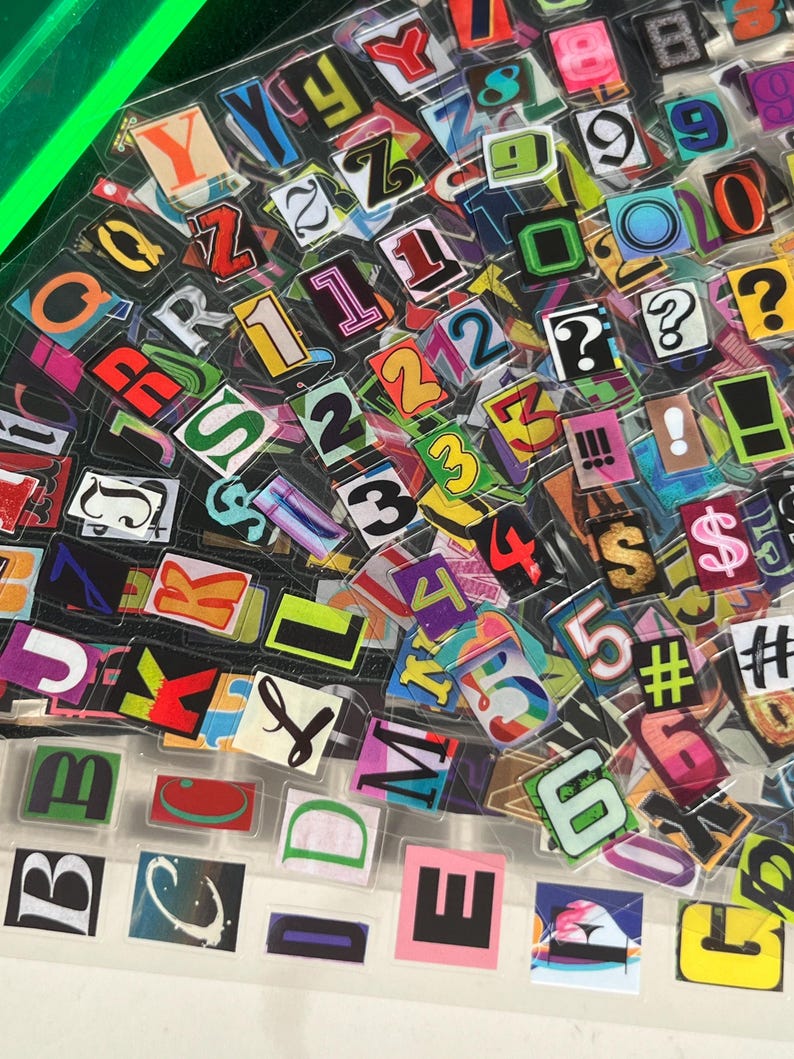 Magazine Cut-out Letter Stickers, Ransom Letter Stickers, Ransom Number ...