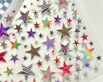 Textured Star Stickers, Junk Journal Stickers, Leopard Star Stickers