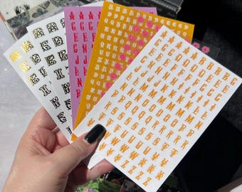 Art Deco Letter Sticker Pack, Alphabet Stickers, Glitter Letter Stickers, Junk Journal Letter Stickers, Gold Letter Stickers