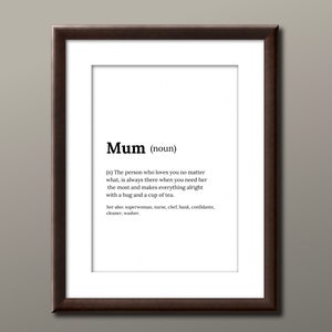 MUTTER Geschenk MAMA Geschenk Original Bedeutung Druck Familien Geschenk Vater Geschenk Bruder Schwester Geschenk Schild Wand Kunst Minimal Dekor Geschenk Geschenk