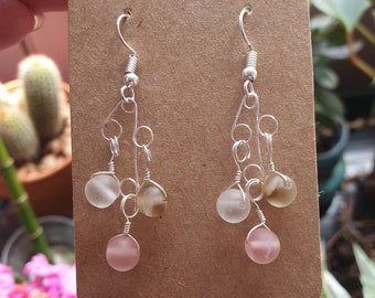 Cherry quartz crystal hoop earrings quartz stone earrings healing stone hoop earrings minimalist hoop earrings pink gemstone earrings