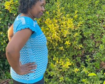 Häkeltop Muster: Iris Summer Lace Top, Größen XS-2XL (Instant PDF)