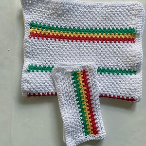 Crochet Dish Towel and Potholder Set, Crochet Kitchen Towel and Potholder Set