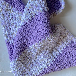 CROCHET PATTERN, Chunky Baby Blanket, Bernat Blanket Yarn, Striped Baby Blanket, Handmade Baby Shower Gift, Bulky Yarn