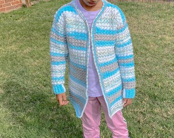 Crochet Cardigan Pattern: Textured Design, Children's Sizes 2-12 (PDF Pattern)
