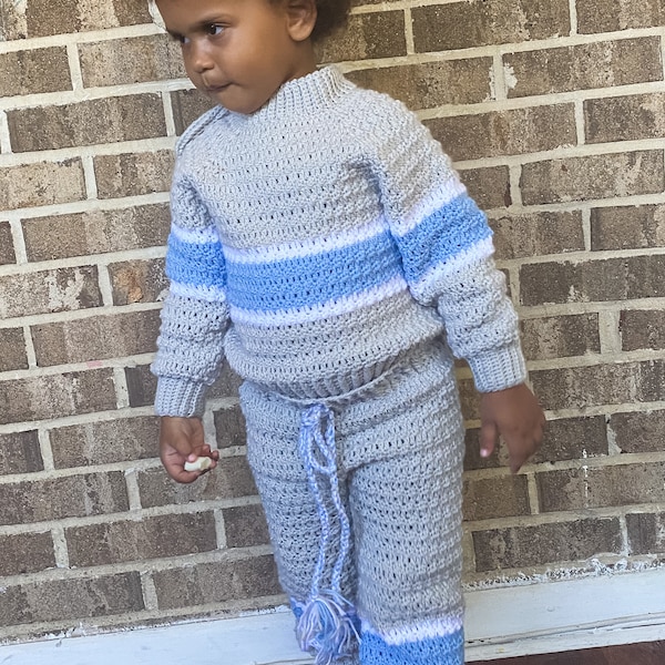 Crochet Unisex Sweater & Pants Set, Toddler Sweater Pants Set, Crochet Sweater and Leggings Set, Crochet Children Pant Sweater Set