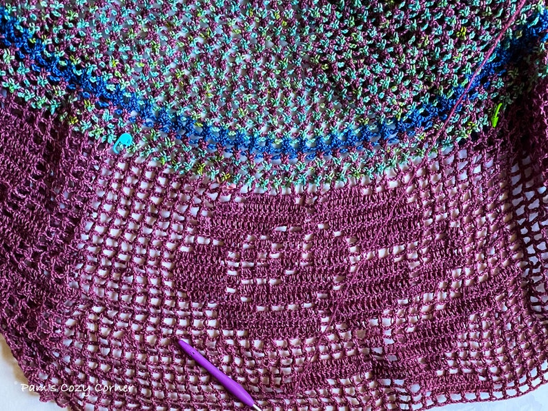 Crochet Lace Shawl Pattern, Semi-circular Crochet Shawl, Filet Roses ...