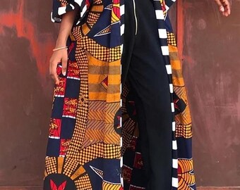 sleeveless ankara kimono jacket