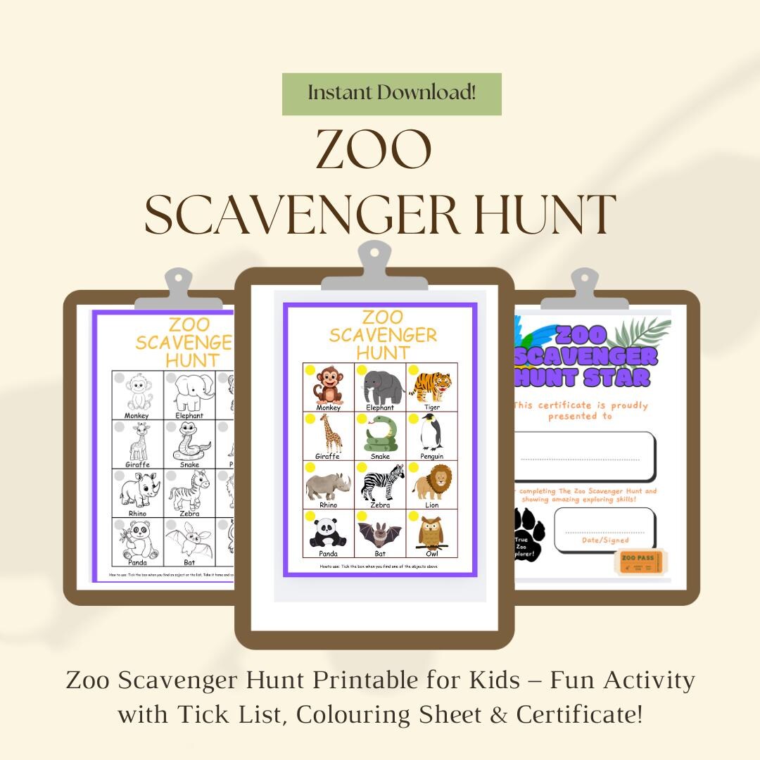 Zoo Scavenger Hunt Printable for Kids – Fun Activity With Tick List ...