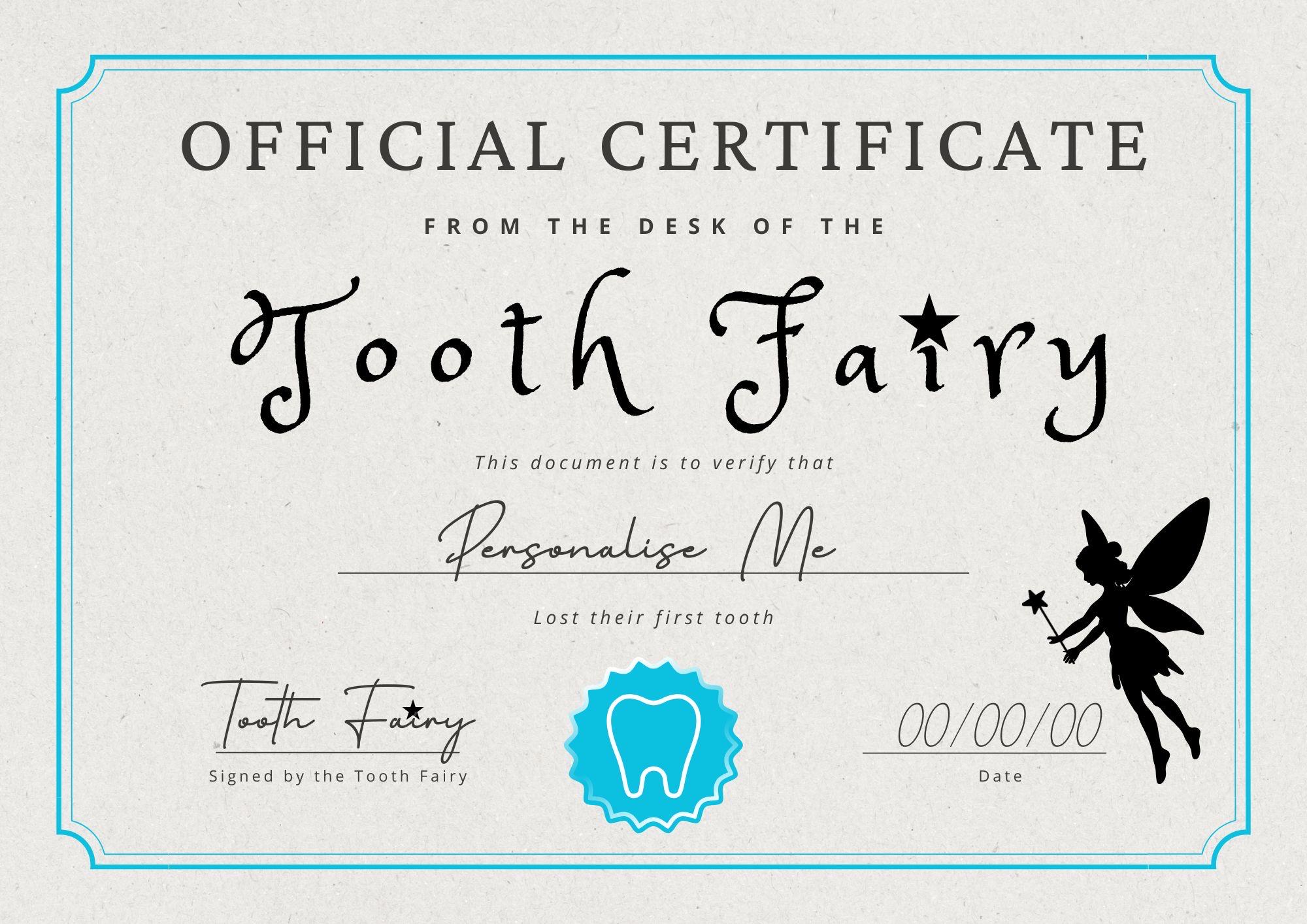 Editable Tooth Fairy Certificate | First Lost Tooth | Printable Tooth ...