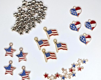 アメリカ国旗の星チャーム：赤、白、青のペンダント（4個） - Etsy 日本