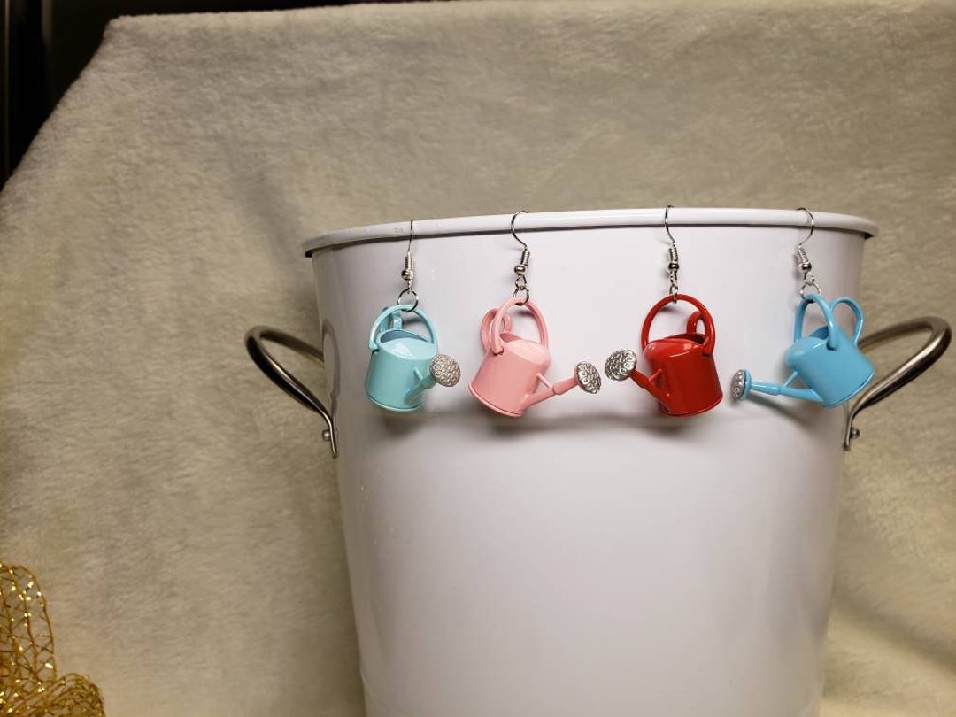 Watering Can Earrings Assorted Colors Pink and Blue Blue Red Etsy