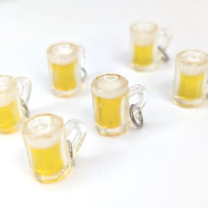 Beer Mug Miniature Fun Charm Set Of 6-14mm for Jewelry, 1:12 Scale, St. Patrick’s Day Gift, Pub Beer Charm, Diorama, Craft Supplies