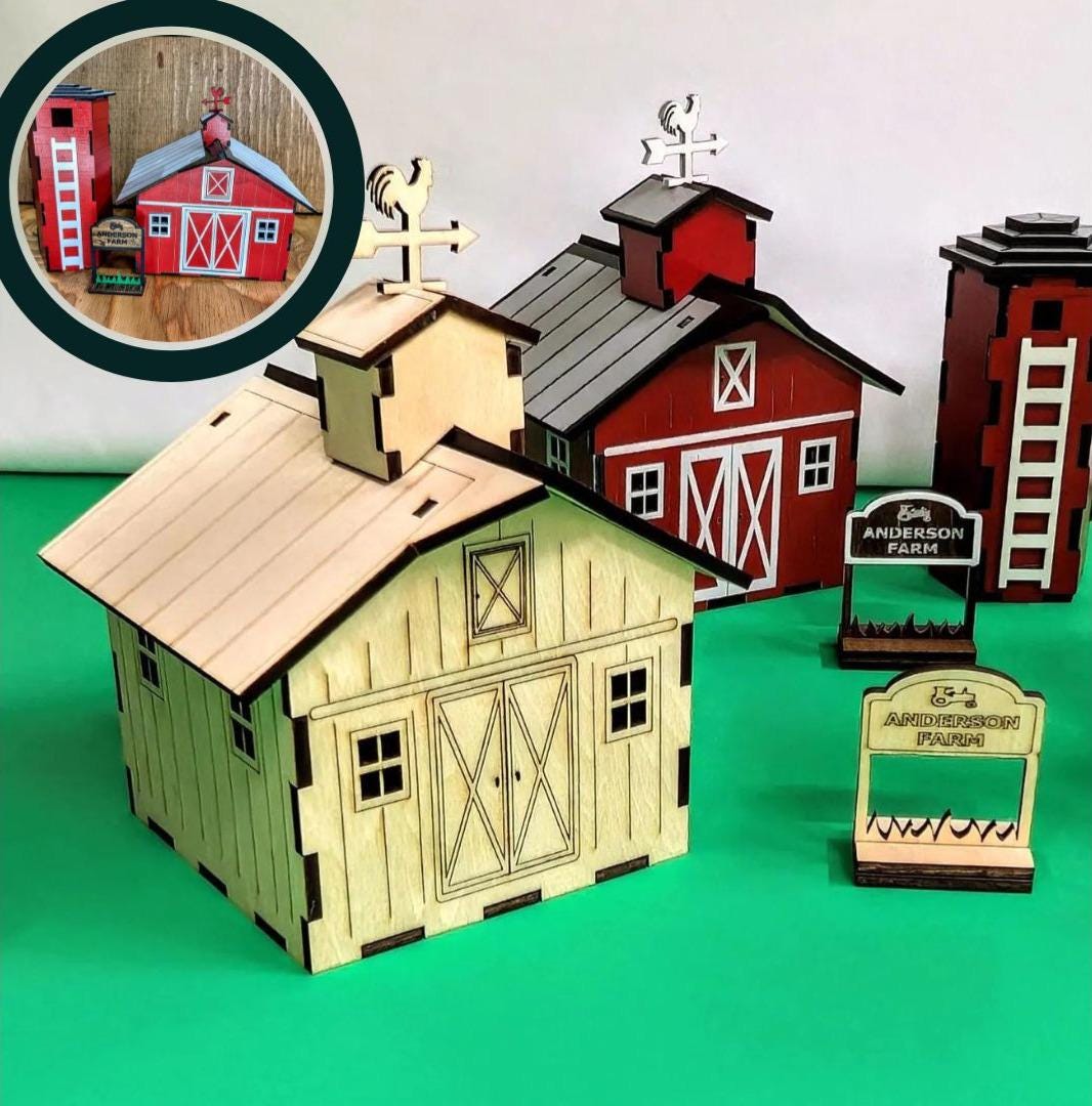 Miniature Barn \u0026 Silo DIY Kit 4 1/2\, image size:1066x1080