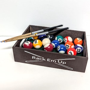 Caja expositora para minijuegos de bolas de billar, bolas, tacos, para colocar en el rack o con nombre, regalo para el ganador del torneo, decoración para sala de juegos, mesa de billar tipo diorama