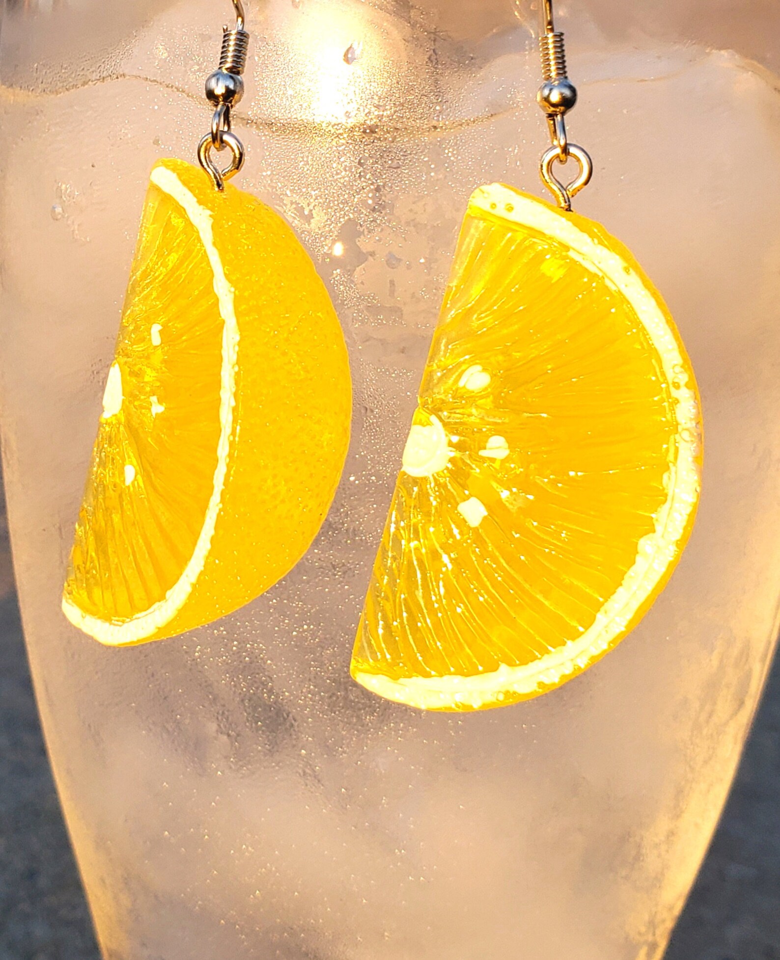 Lemon Slice Earrings Realistic Lemon Dangle Earrings Etsy
