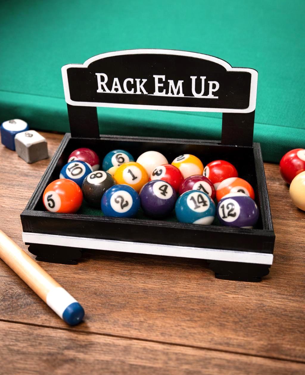 Pool Ball Display Set Mini Pool Display Box Set Personalized Gift Pool Balls Sticks Game Room ...