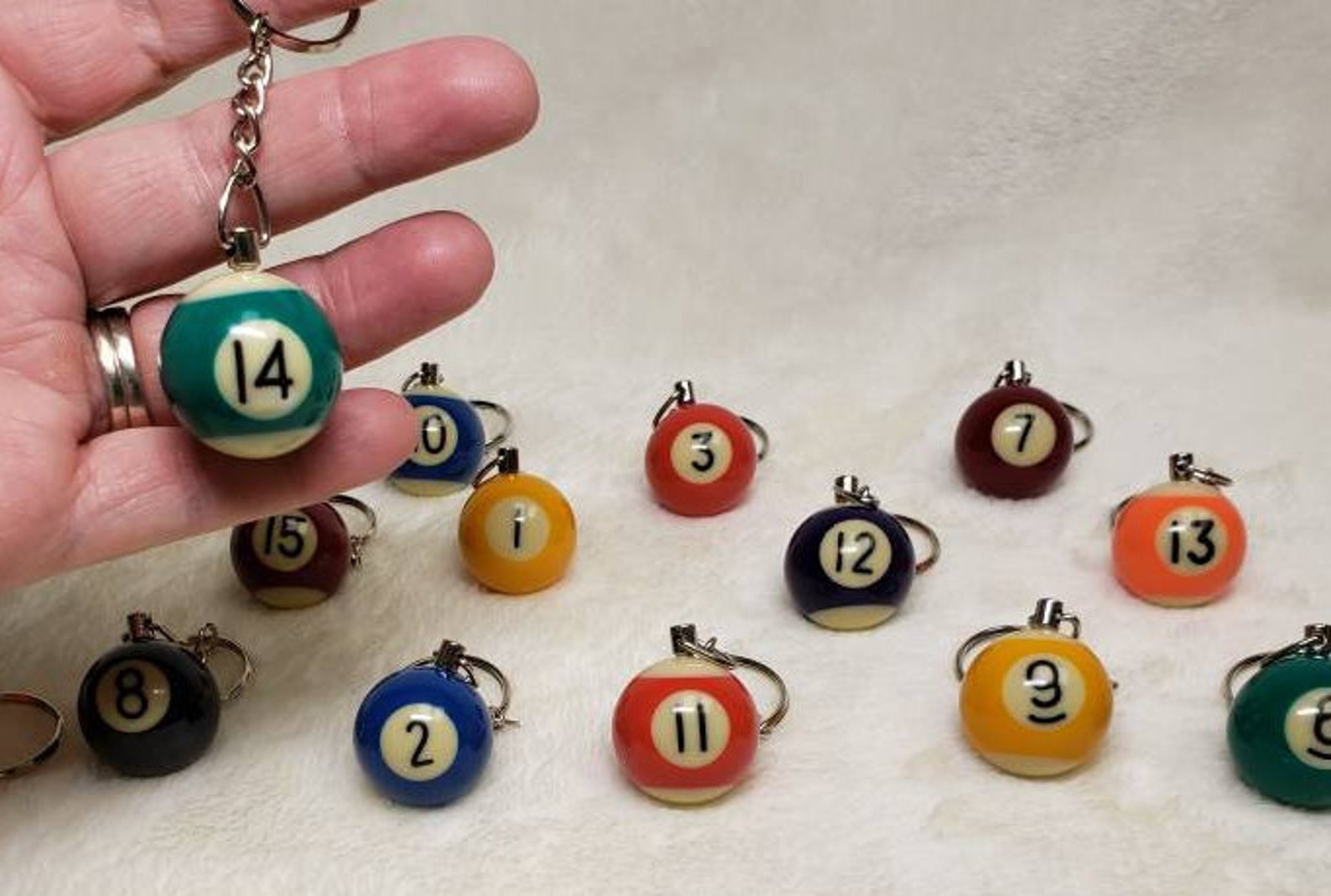Pool Ball Assorted Color Keyring Keychain Cute fun Funny. Etsy