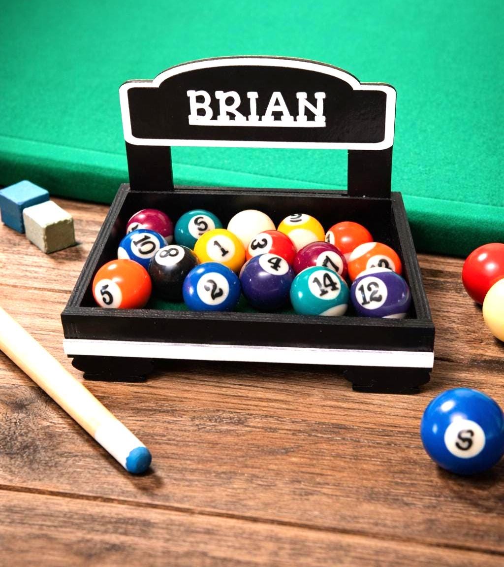 Pool Ball Display Set Mini Pool Display Box Set Personalized Gift Pool Balls Sticks Game Room ...