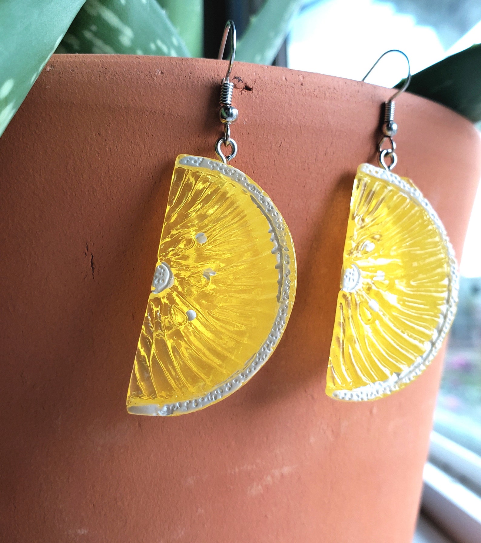 Lemon Slice Earrings Realistic Lemon Dangle Earrings Etsy