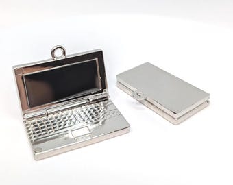 Laptop Charm – 33×20 mm – Folding Open Design – Great for Keychains, Jewelry, Computer Lover Craft Gift Idea