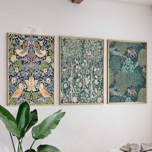 Set di 3 stampe di William Morris, arte murale di William Morris, arte con motivi floreali, stampe sulla natura, Art Nouveau, arte murale vintage, arte floreale