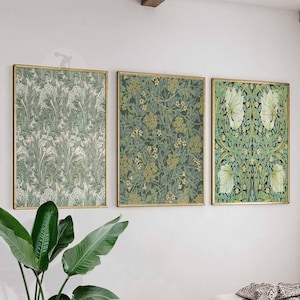 William Morris Set of 3 Prints, William Morris Art, Floral Pattern Art, Botanical Prints, Art Nouveau, Vintage Wall Art, Floral Art