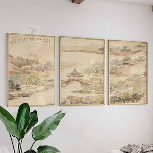 Chinese Set of 3 Posters, Chinese Art, Japanese Art Print, Oriental Poster Sets, Asian Decor, Gallery Wall, Gift Idea, A1/A2/A3/A4