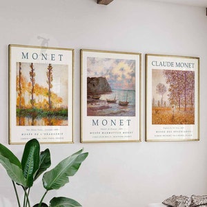 Monet Set of 3 Floral Posters, Claude Monet Prints, Botanical Decor, Autumnal Decor, Floral Art, Vintage Decor, Office, Gift, A1/A2/A3/A4