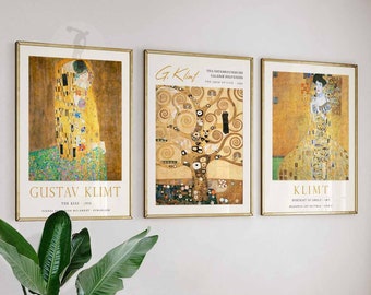 Set of Three Gustav Klimt Prints - 3 Classic Paintings - Photo