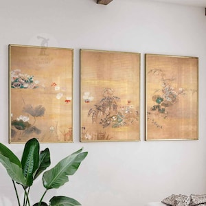 Japanese Set of 3 Floral Posters, Asian Japanese Art Prints, Irises by Ogata Korin, Japanese Decor, A1/A2/A3/A4