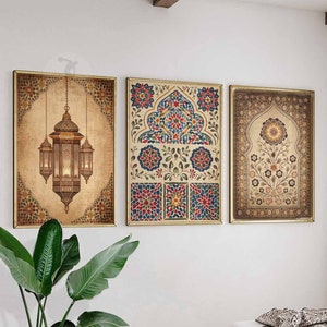 Set of 3 Islamic Prints, Arabic Wall Art, Middle Eastern Decor, Islamic Poster, Islamic Gift, Middle Eastern Decor, Floral Poster Set