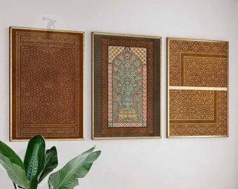 Set of 3 Arabic Prints, Islamic Wall Art, Islamic Decor, Arabic Decor, Middle Eastern Art, Middle Eastern Decor, Mughal Wall Art, Arab Gift