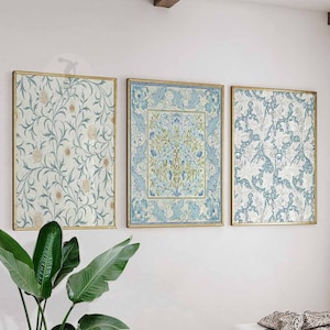 Set di 3 stampe di William Morris, poster di William Morris, arte blu, stampe floreali, stampe naturalistiche, Art Nouveau, arte murale vintage, arte floreale