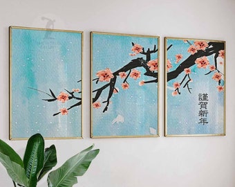 絵画 flk040097 Alpine Valley Poster Set of 3 Abstract Brushstroke Style Wall Art