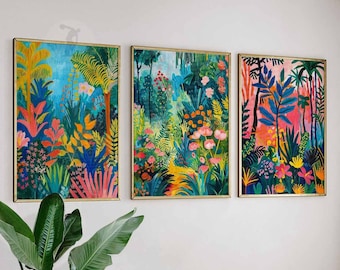 Henri Rousseau Floral Posters, Tropical Jungle Prints, Set of 3
