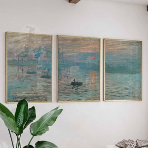 Claude Monet Set of 3 Posters, Impression Sunrise Prints, Monet Posters, Sea Poster, Coastal Art, Vintage Art, Scenery Art