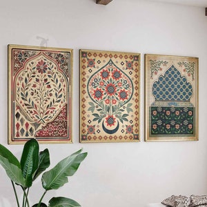 Set of 3 Islamic Prints, Arabic Wall Art, Middle Eastern Decor, Islamic Poster, Islamic Gift, Middle Eastern Decor, Floral Poster Set